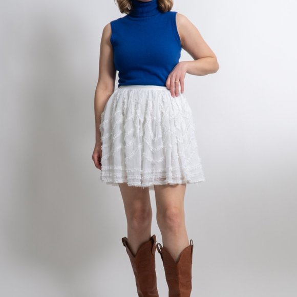 TED BAKER Halvy Ruffle White Mini Skirt - Picture 1 of 6